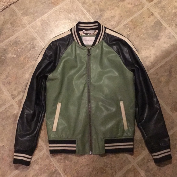 zara mens leather bomber jacket
